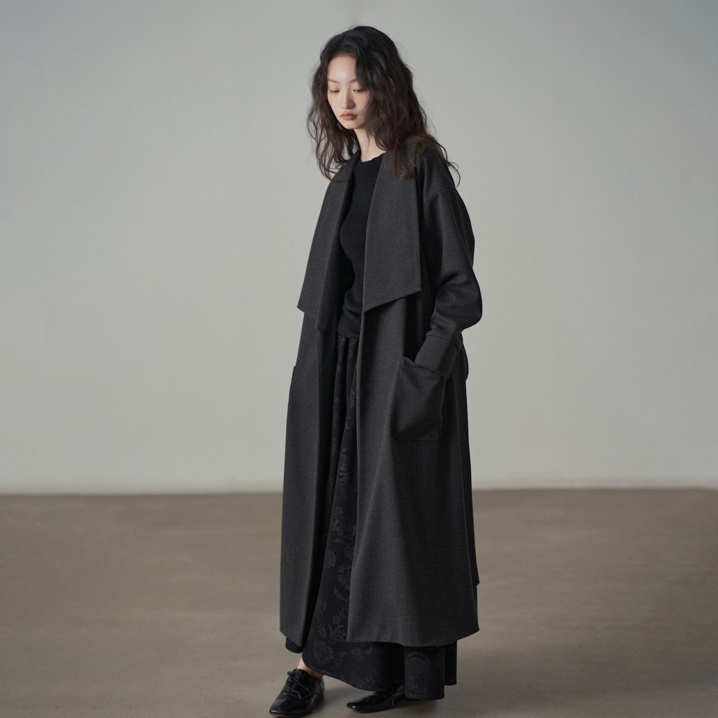 【アウター】新作 大きめラペル ゆったり ロング丈 長袖 コート トレンチコート レディース【JZシリーズ】