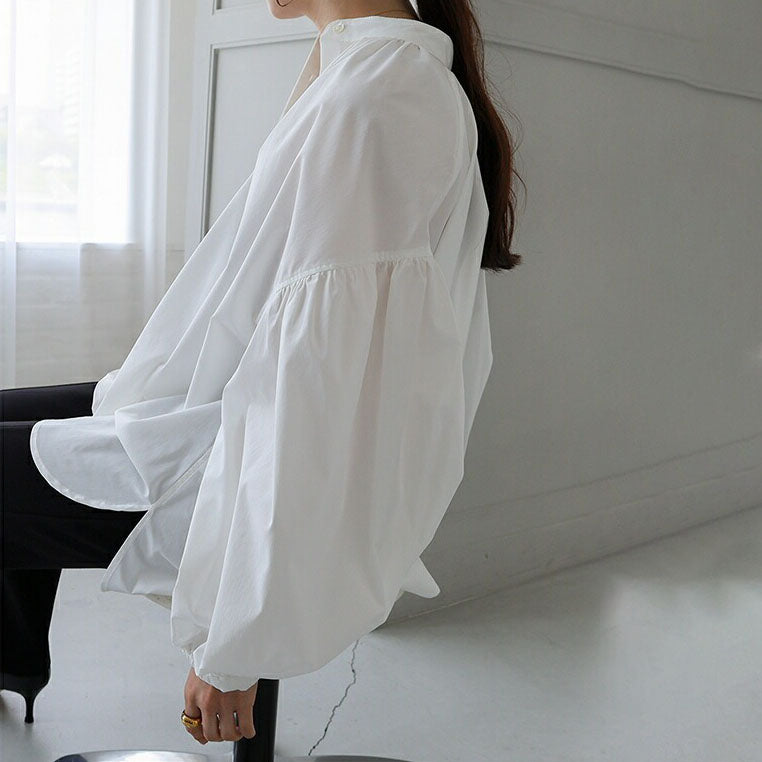 【トップス】春夏 個性派 立ち襟 ゆったり シルエット バルーンスリーブ シャツ·ブラウス