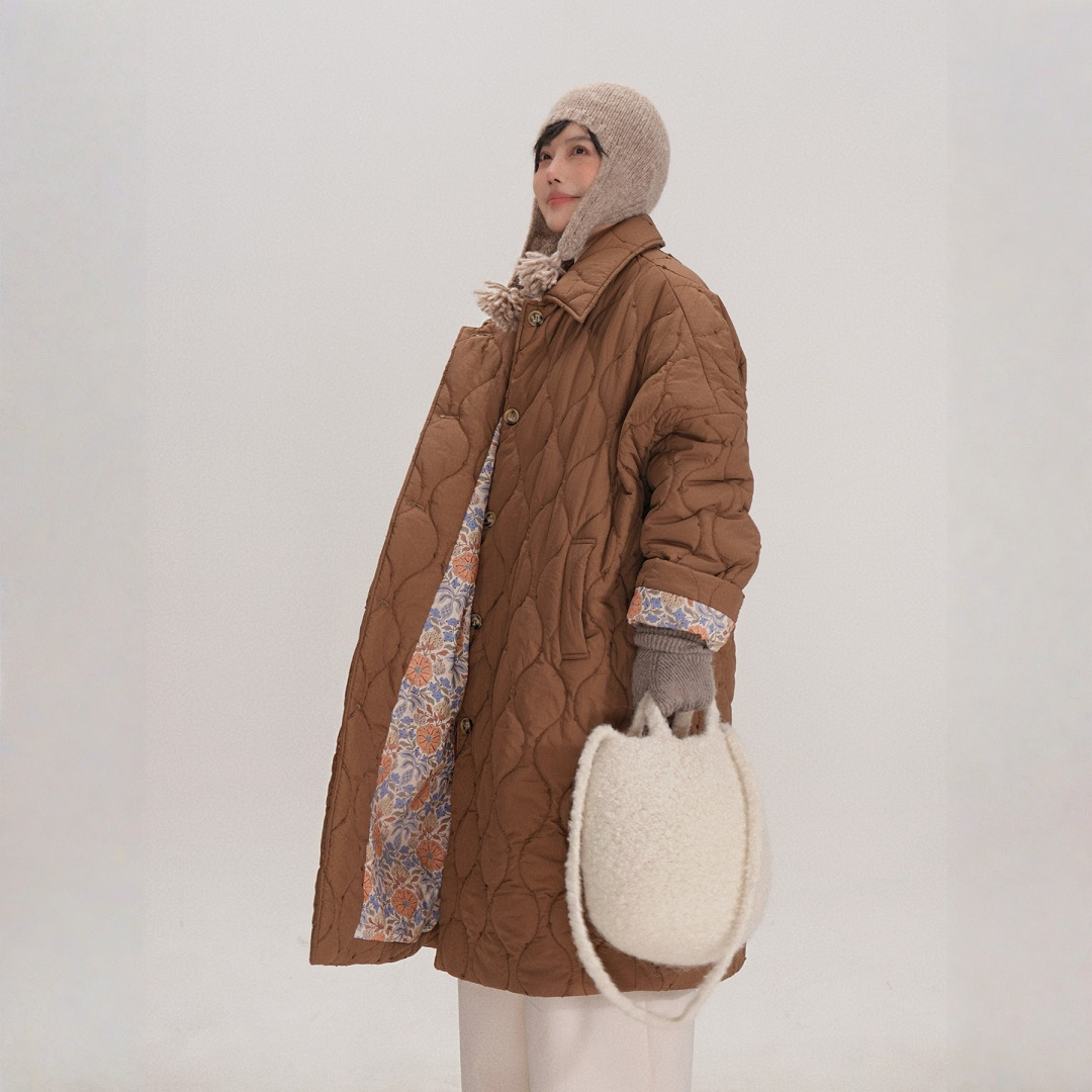 【アウター】クリブラウン 春 秋 冬 厚手 シングルボタン 中綿コート 【JZシリーズ】