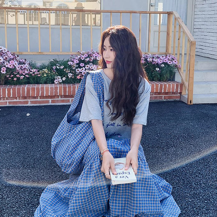2点セット！【セットアップ】カジュアル Tシャツ× チェック柄スカート