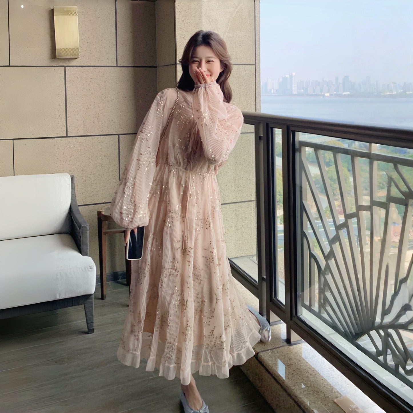 【ワンピース】可愛い シンプル 気質よい レディース 着痩せ 長袖ワンピース【JZシリーズ】