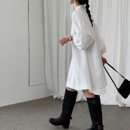 【ワンピース】韓国風 ゆったり感 リボン 長袖ワンピース レディース 初秋新作 バルーンスリーブ ミニ丈【JZシリーズ】