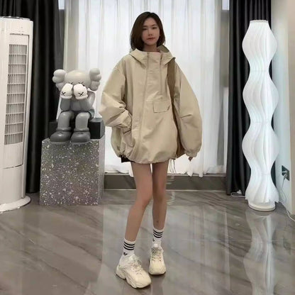 ❤ダブルジップで個性を演出【アウター】男女兼用 春新作 フード付きマウンテンパーカー  カジュアル ゆったりシルエット デザイン感 ジャケット 【FCシリーズ】