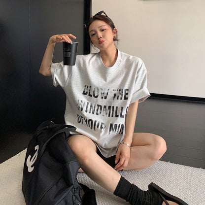 【トップス】Tシャツ レディース ロゴプリント 半袖 リラックスシルエット オーバーサイズ 夏新作【FCシリーズ】