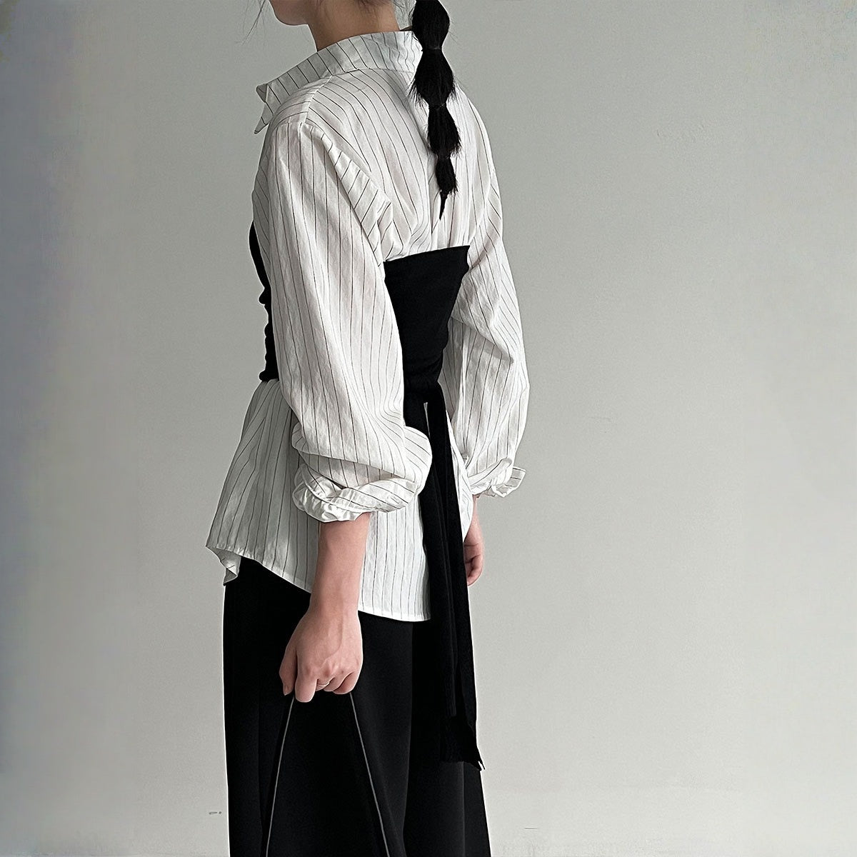 【トップス】春 秋 冬 ストライプ ブラウス+チューブトップ  2点セット 【JZシリーズ】