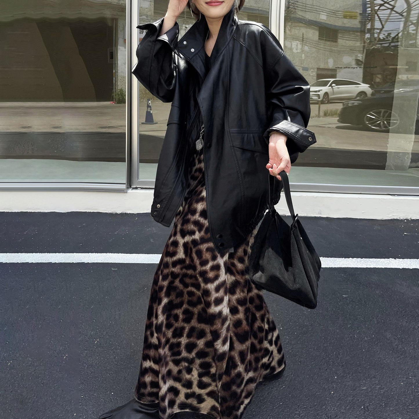 【ボトムス】ベルベットスカート 初秋新作 ハイウエスト スリム見え Aライン  レオパード柄 デザイン性スカート【SHシリーズ】