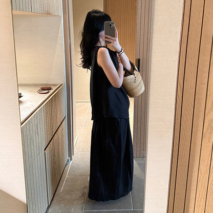 【単品注文】【セットアップ】夏 新作 アシンメトリー ツイスト タンクトップ＋スカート 上下セットアップ【SNシリーズ】