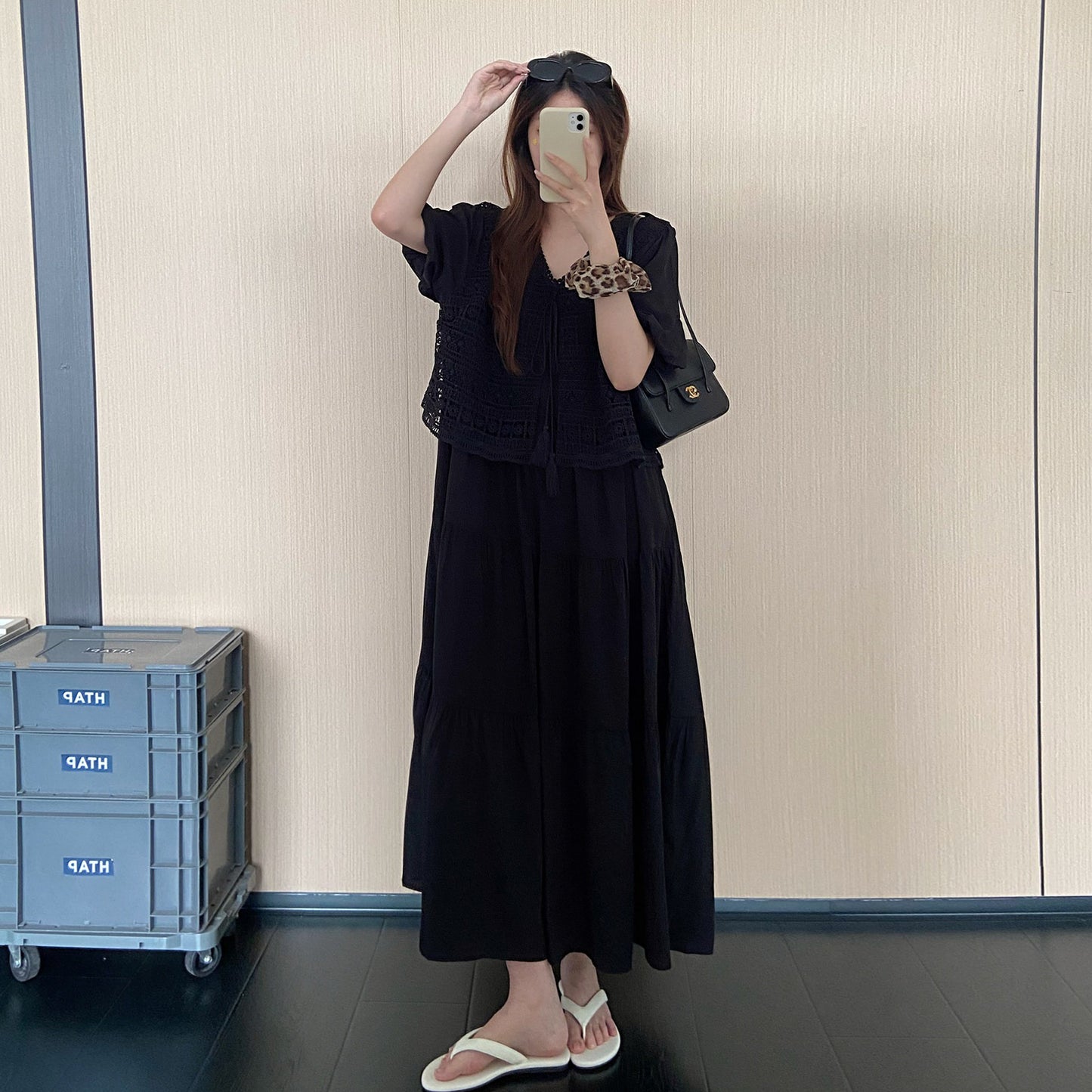 【ワンピース】切替デザインワンピース レディース 夏 半袖 ロング丈 シンプル 上品カジュアル リラックスコーデ【JZシリーズ】