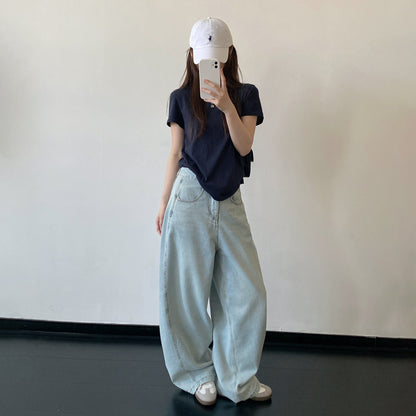【トップス】ホワイト 半袖Tシャツ ゆったりシルエット ナチュラル シンプル カジュアル トップス【FCシリーズ】