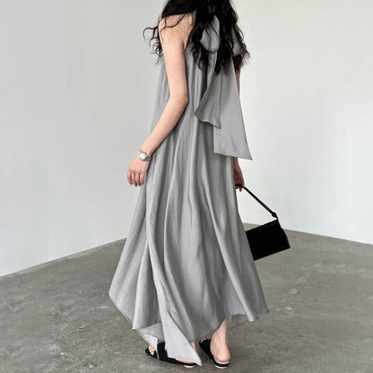[洋裝] 夏季新品：法式時尚天絲飄帶無袖洋裝 |奢華度假風單品【SN系列】 