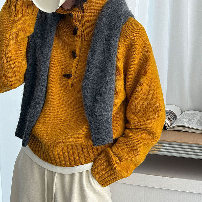 【トップス】韓国風 レトロ ハイネック ニット セーター 厚手 ゆったり 冬 新作 レディース【JZシリーズ】