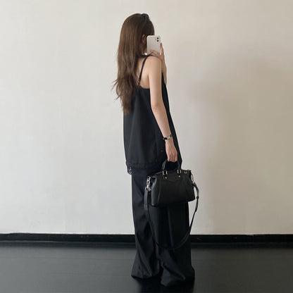 【セットアップ】【単品注文】レーストリム ベアトップ キャミソール＋ワイドパンツ 上下セット ハイウエスト きれいめ 上品 春夏【FCシリーズ】