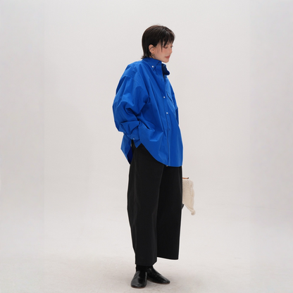 【トップス】クラインブルー 着回しやすい ゆったりシルエット シャツ 【JZシリーズ】