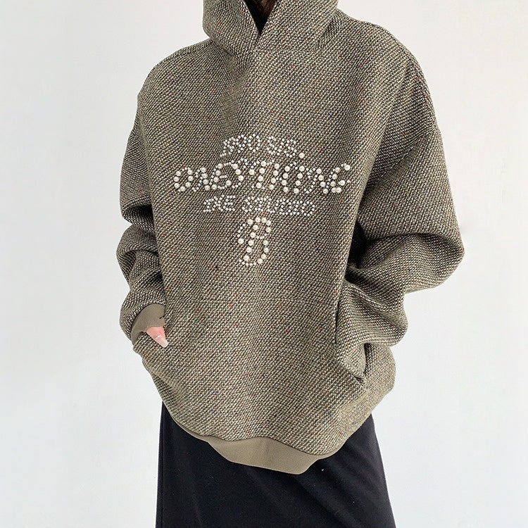 【トップス】春 秋 冬 ビーズ付き フード付き ヴィンテージ風 パーカー 【FCシリーズ】