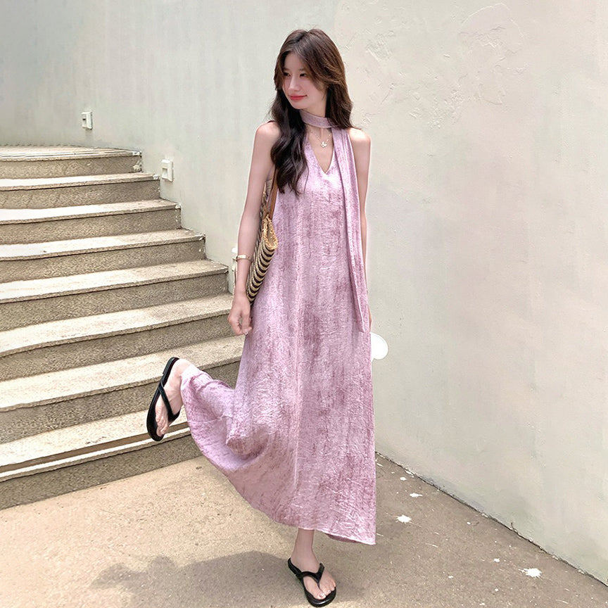 【ワンピース】夏 ビーチリゾート風 エレガント グラデーションデザイン ノースリーブワンピース【SHシリーズ】