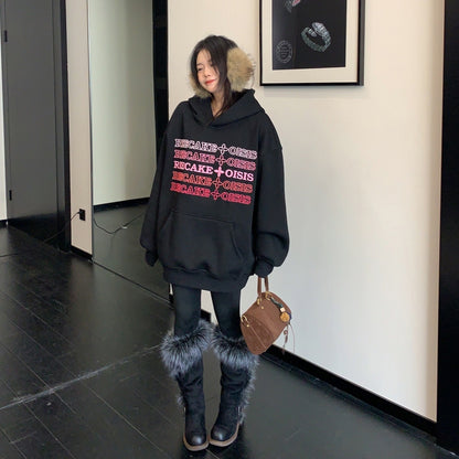 【トップス】裏起毛 刺繍 3D立体 春 秋 冬 フード付き パーカー 【FCシリーズ】