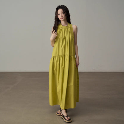 【ワンピース】新作 フレンチレトロ ホルターネック ノースリーブワンピース リゾート風デザイン【JZシリーズ】