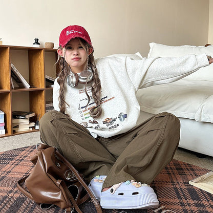 【トップス】カジュアル アメリカン ヴィンテージ クルーネック スウェット レディース ユニセックス オーバーサイズ パーカー【FCシリーズ】