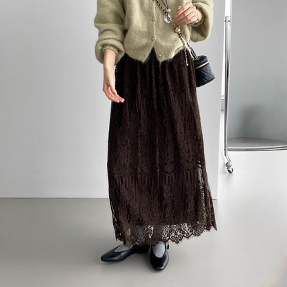 【ボトムス】春 秋 冬 レトロ レース 刺繍  Aライン スカート 【JZシリーズ】