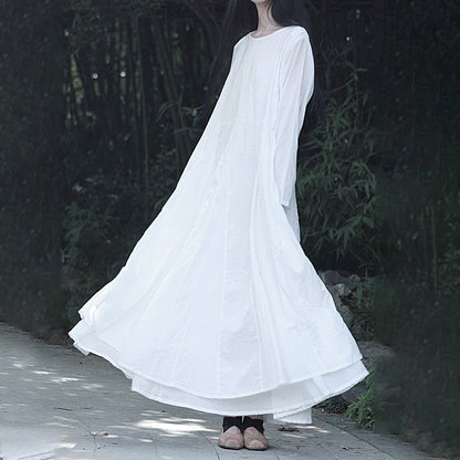 【ワンピース】新作 シンプルで洗練された コットン 長袖ワンピース【AHシリーズ】