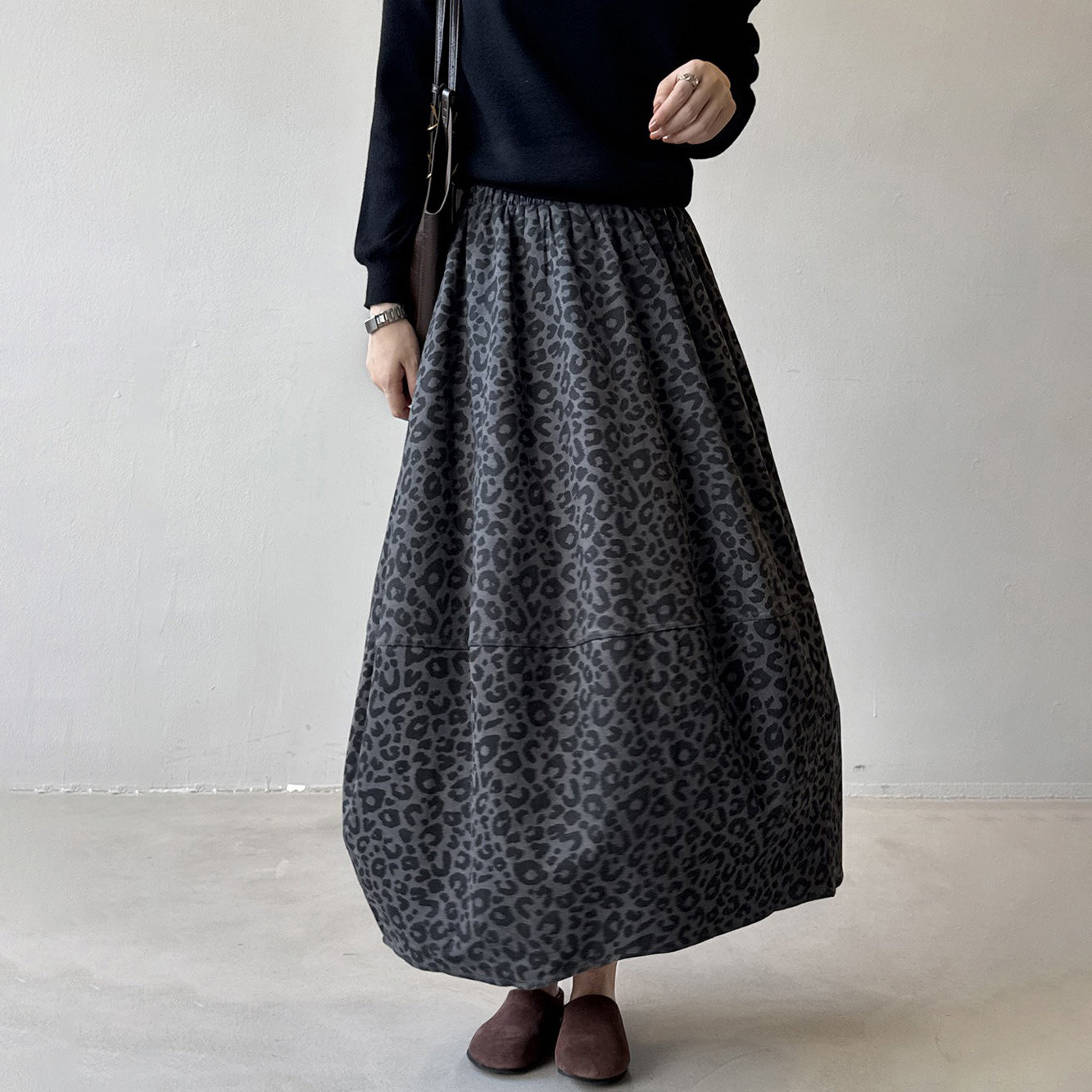 【ボトムス】ヴィンテージ レオパード柄 Aライン スカート レディース 秋 ハイウエスト 細見え Aラインタイトロングスカート【JZシリーズ】