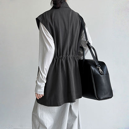 【トップス】春 秋 冬 ワーク風 ドローストリング ポケット ノースリーブ ベスト 【JZシリーズ】