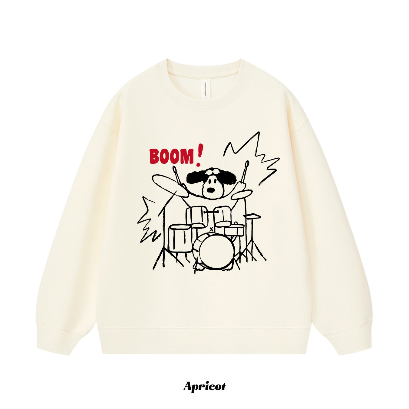 7カラー | S~3XL【トップス】ロック風 犬イラスト ドラムプリント クルーネック スウェット 秋 ルーズ ユニセックス パーカー【FCシリーズ】