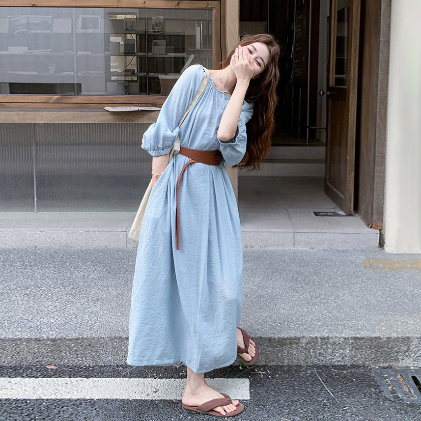 【ワンピース】優しいエレガンス デザイン感 ベルト 日焼け防止 長袖ワンピース【JZシリーズ】