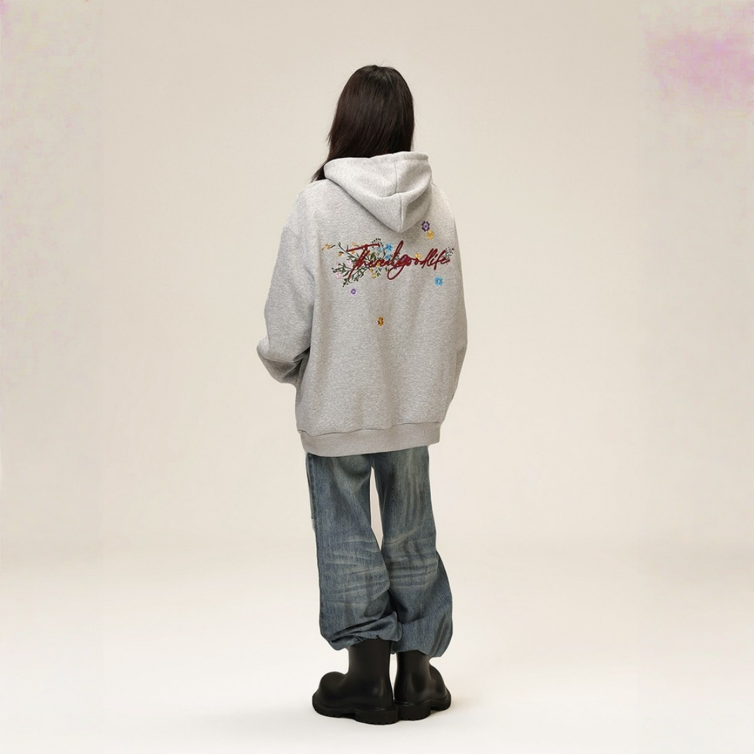 【トップス】刺繍 春 秋 冬 カップル ストリート フード付き パーカー【FCシリーズ】