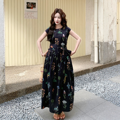 鄉村風小碎花收腰長裙｜氣質顯瘦連衣裙【SH系列】