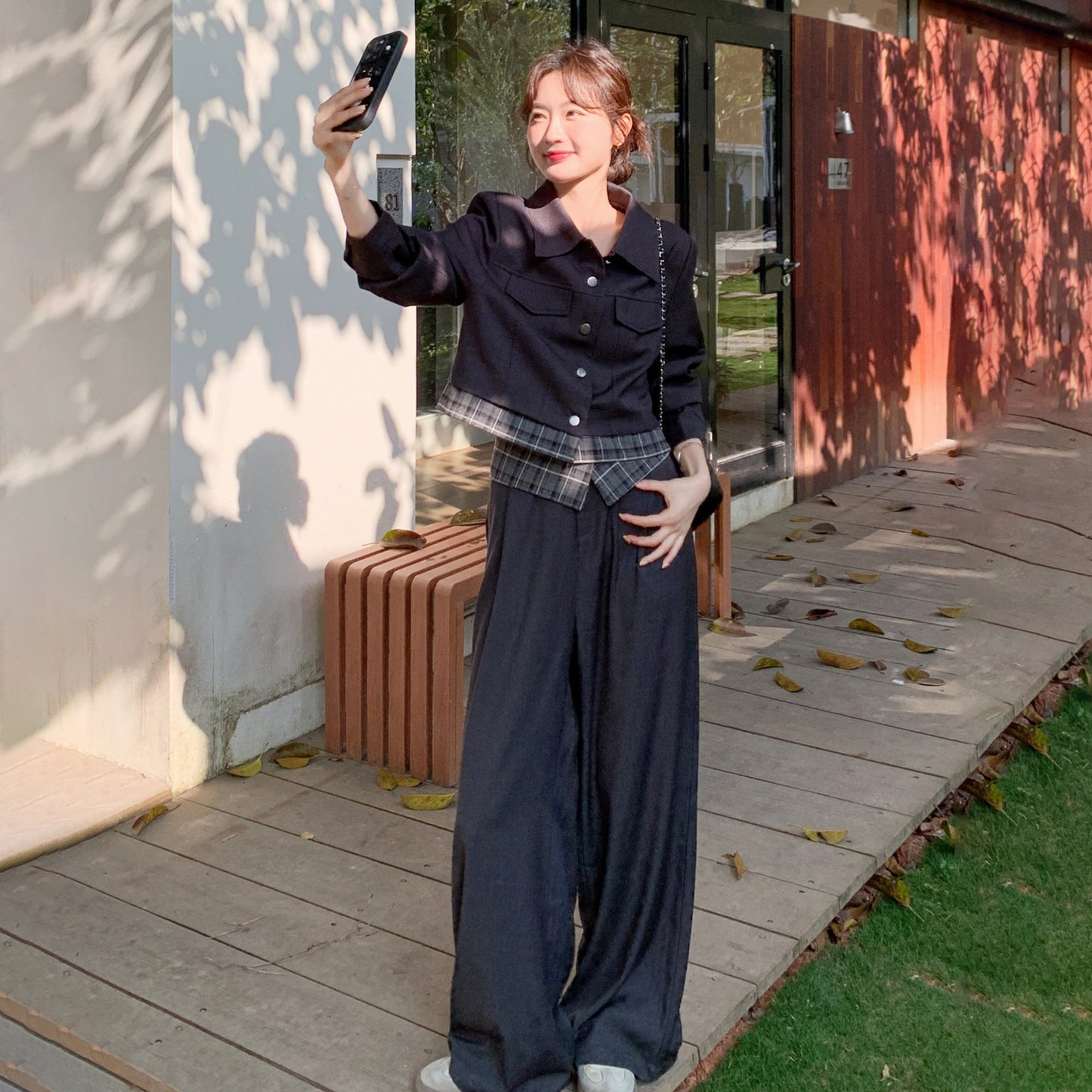 2点セット！【セットアップ】ミニマル デザイン 2点上下セット 春新作 ジャケット＆ワイドパンツ レディース【JZシリーズ】