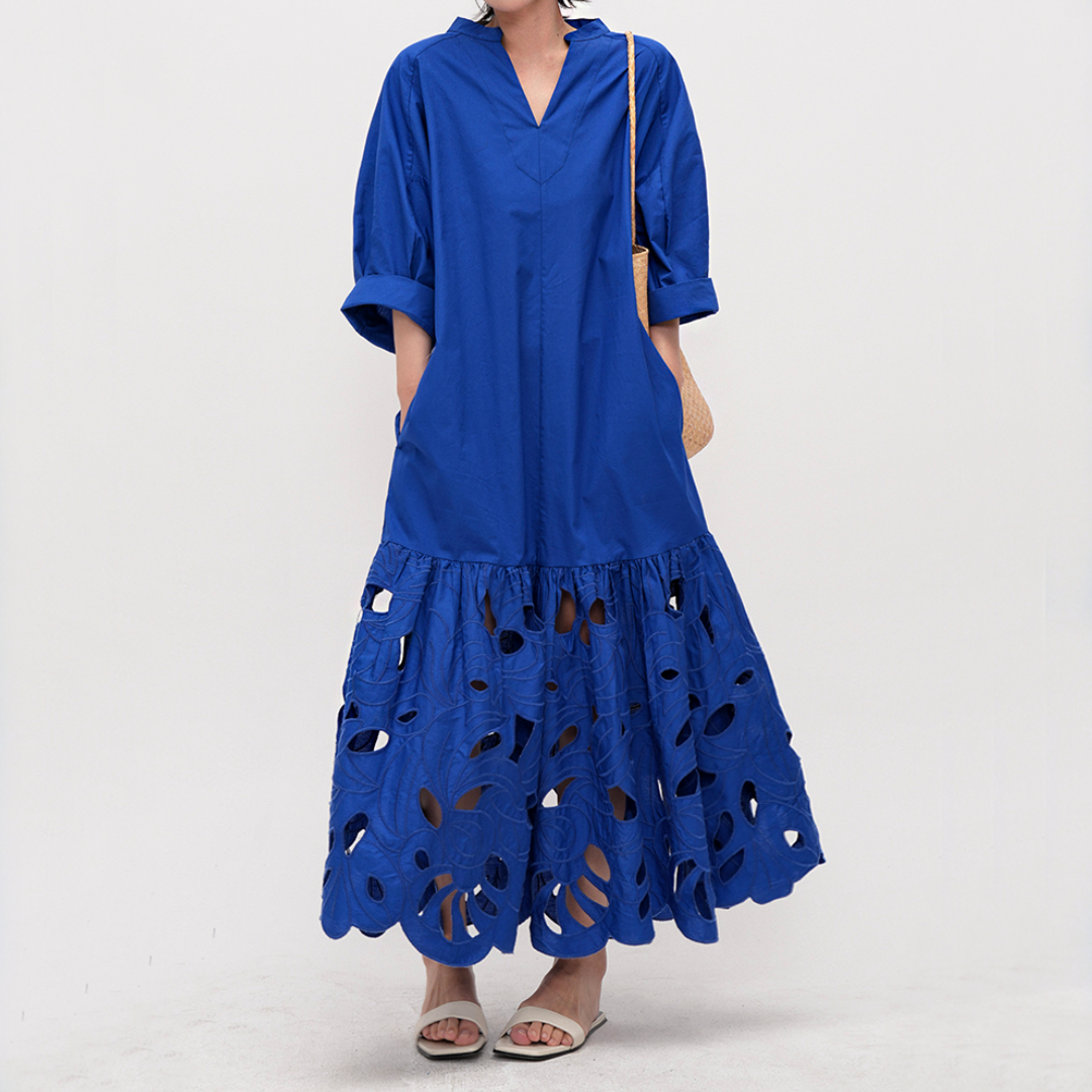 🛍️ 予約殺到！【ワンピース】 【7~15日内発送】透かし彫り カジュアル フィッシュテイルスカート 半袖 ワンピース【JZシリーズ】