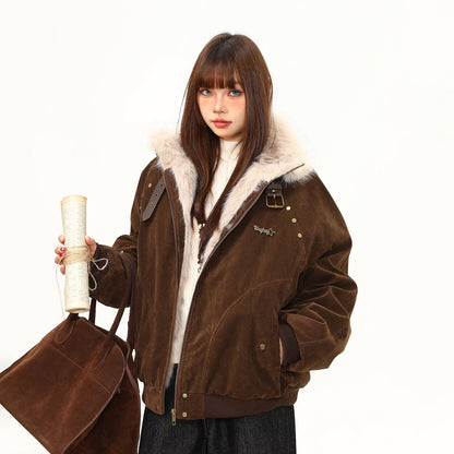 【アウター】ミラード イーグルモチーフ 中綿ジャケット ヴィンテージ風 ワーク レディース 厚手 綿入れコート【FCシリーズ】