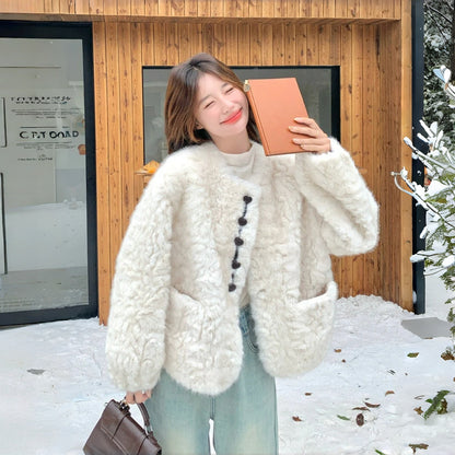 【アウター】韓国系 新作 ハート型ボタン スウィート 厚手 合わせやすい カーディガン【JZシリーズ】