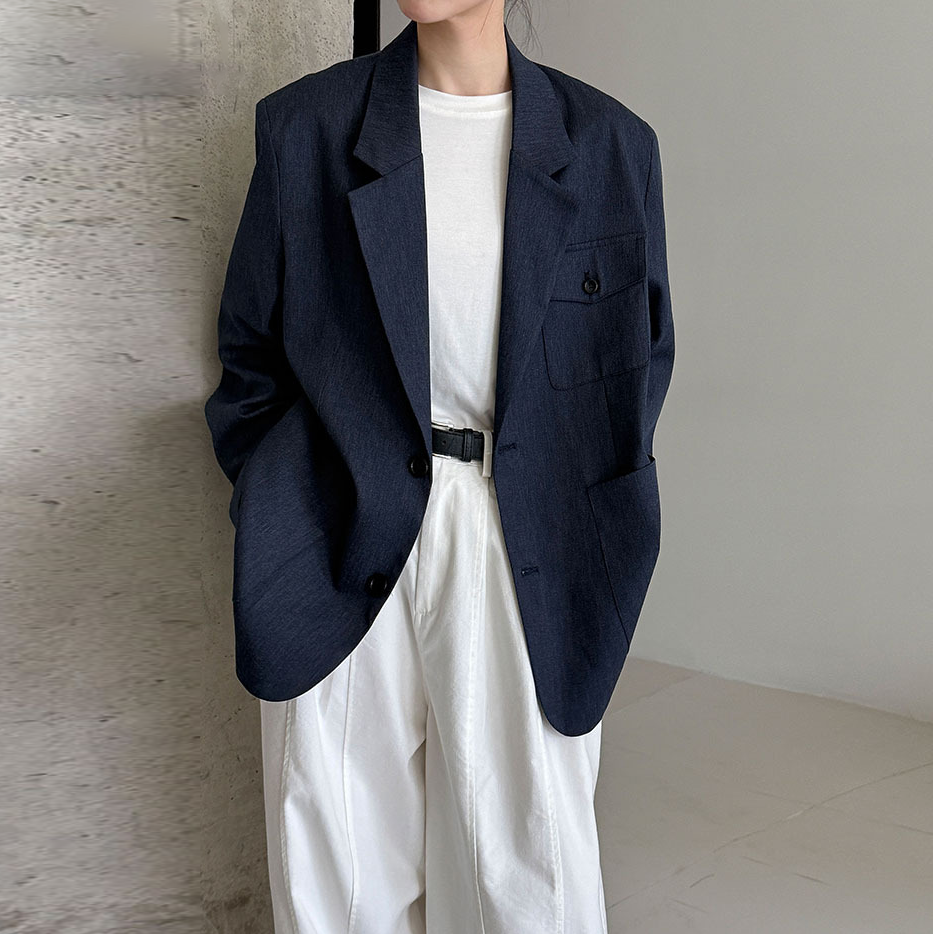 【アウター】フレンチ風 ポケット付きスーツジャケット レディース 秋新作 オーバーサイズ カジュアルアウター【SNシリーズ】