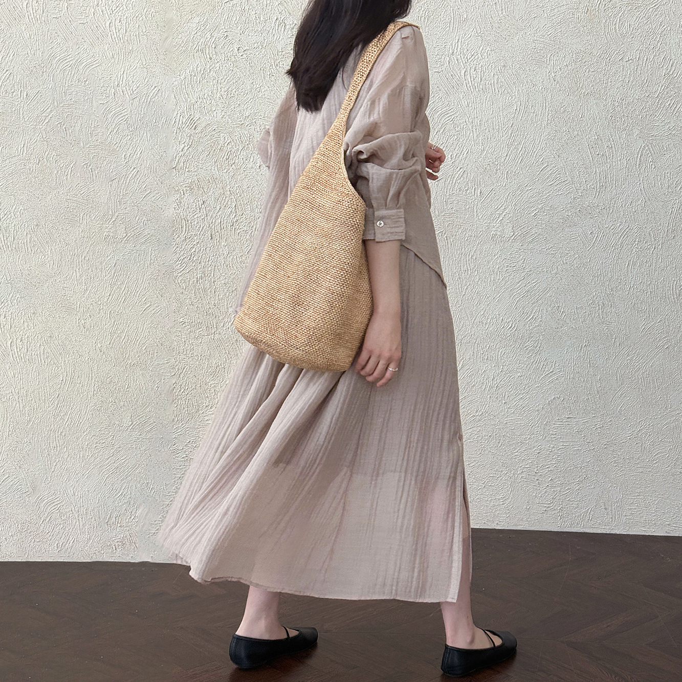 2点セット！【セットアップ】春新作 レディース プリーツシャツジャケット＋ロングスカート セットアップ ラフスタイル カジュアル 2点上下セット【JZシリーズ】