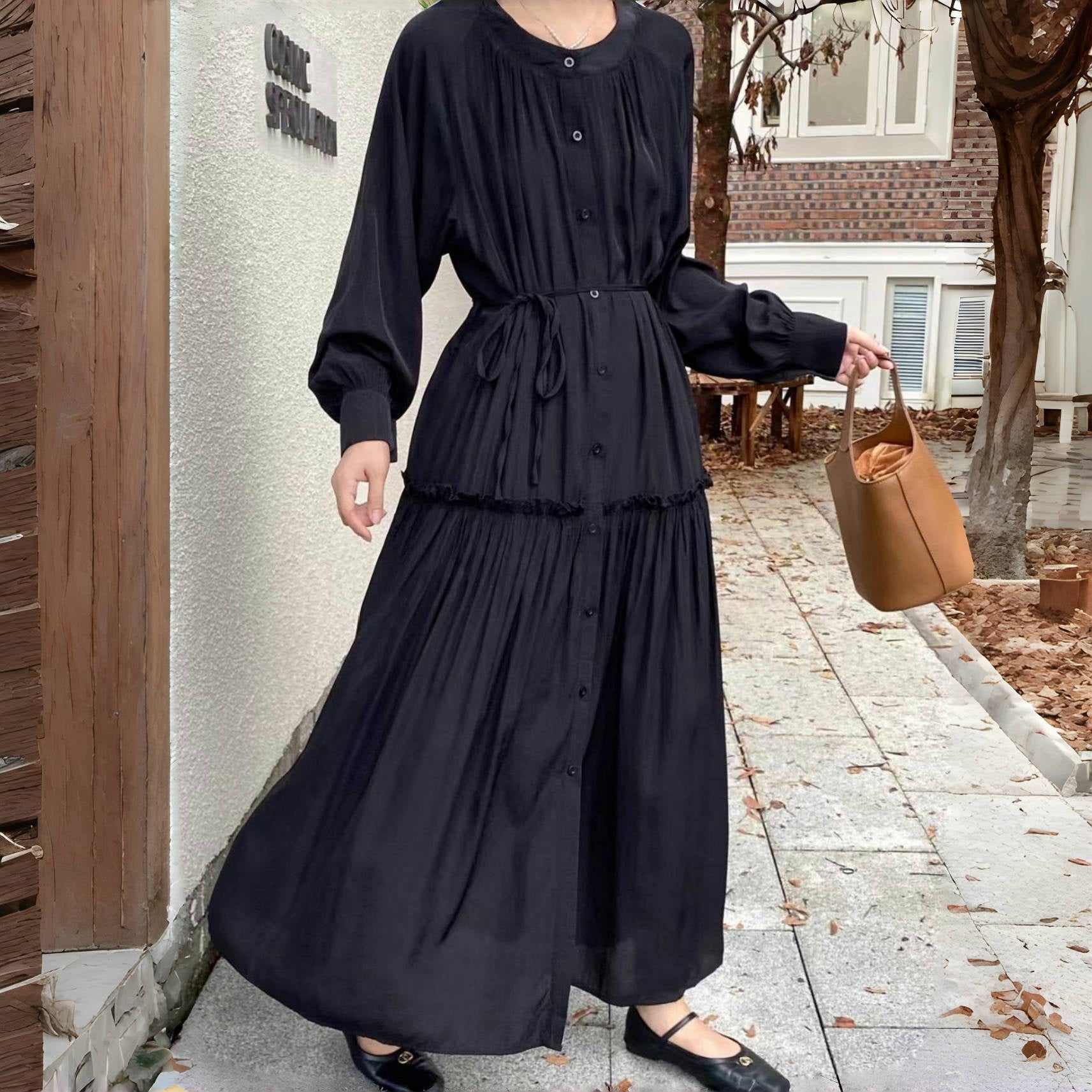ワンピース】ゆったり シワ加工 ワンピース ドレープ感のある バルーン
