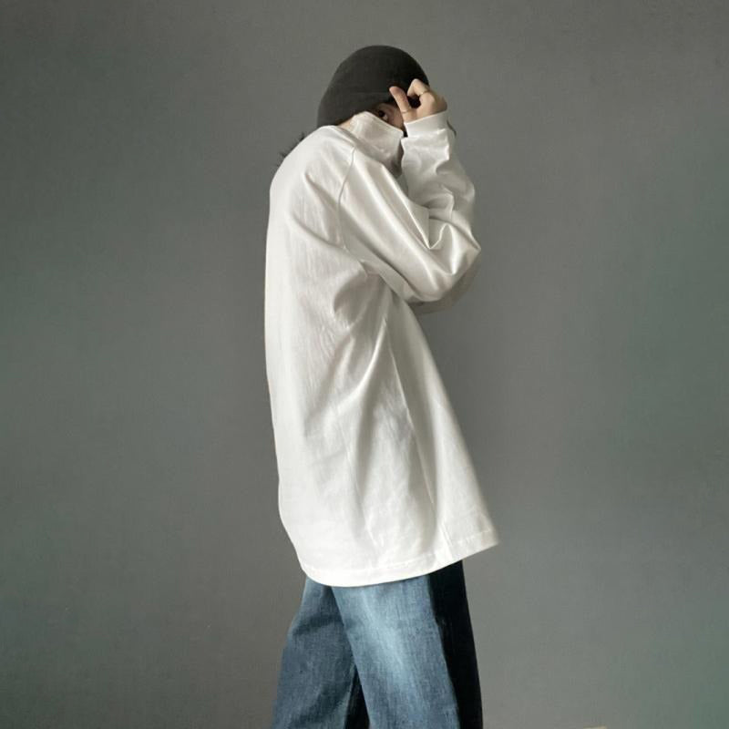 【トップス】インナー レトロ 塩系 高級感  ユニセックス 春秋 ペア 長袖 Tシャツ