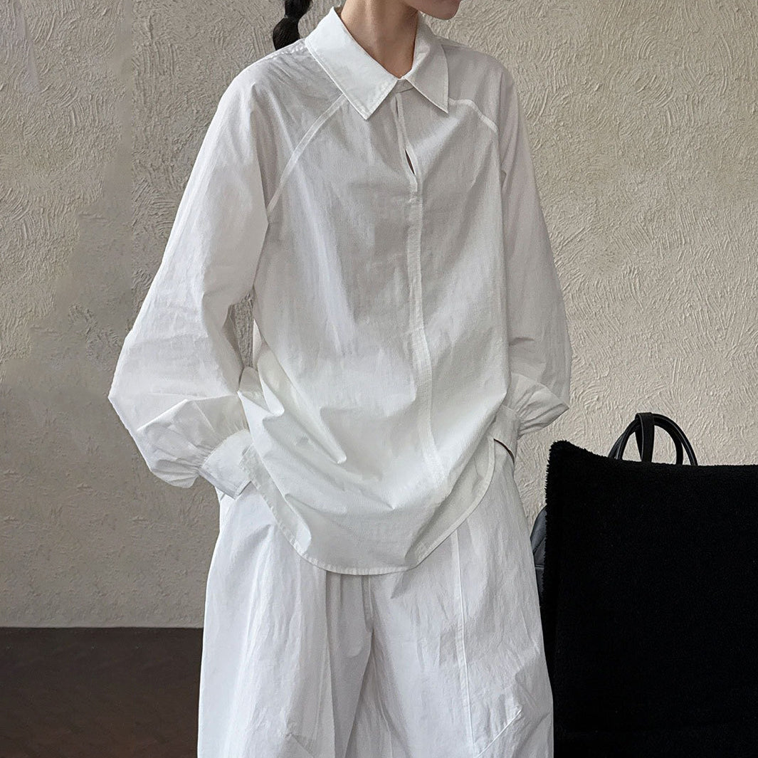 【トップス】デザイン感 シャツ レディース 秋新作 きれいめカジュアル 通勤 ゆったり シンプル【SNシリーズ】