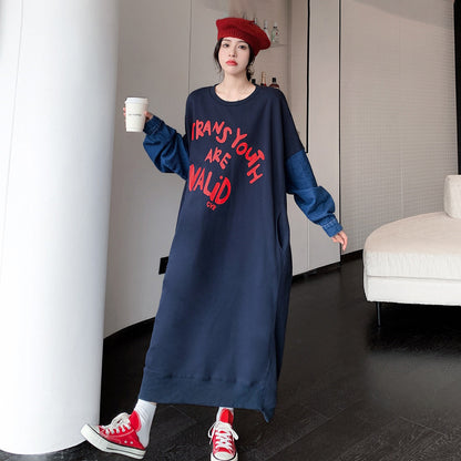 60%OFF⭐️期間限定【ワンピース】デニム切替 ウォッシュ加工 配色 ゆったり ロング丈 英字プリント スウェット長袖ワンピース
【FCシリーズ】