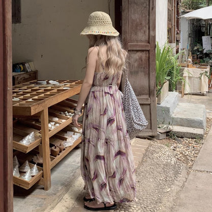 【ワンピース】気質感 漂染風 スイート＆若見え リゾート ノースリーブワンピース【SHシリーズ】