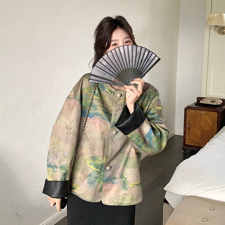 両面着用【アウター】ショート丈 PUレザー ジャケット おしゃれで合わせやすい ゆったりアウター【JZシリーズ】【SHシリーズ】