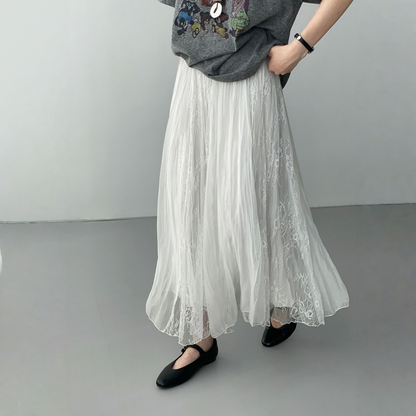 【ボトムス】シークレットガーデン風 レース リゾート風  Aライン  ヒップカバー ロングスカート 【JZシリーズ】