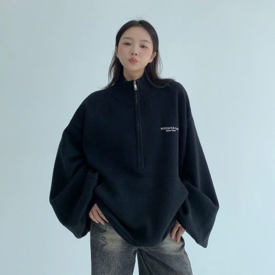 【トップス】厚手 ハイネック ニット レディース レトロデザイン ゆるふわスリーブ付き【FCシリーズ】