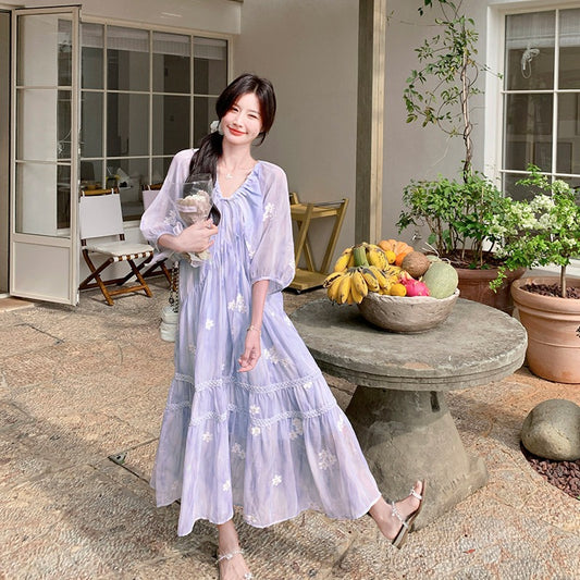 【ワンピース】おしゃれでユニーク やさしい雰囲気 若見え 半袖 ワンピース 【SHシリーズ】