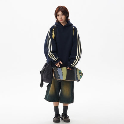 【トップス】男女兼用 ハイストリート ストライプ 配色 フード付き スウェット レディース クリーンフィット 2026春新作 スポーツ パーカー【FCシリーズ】