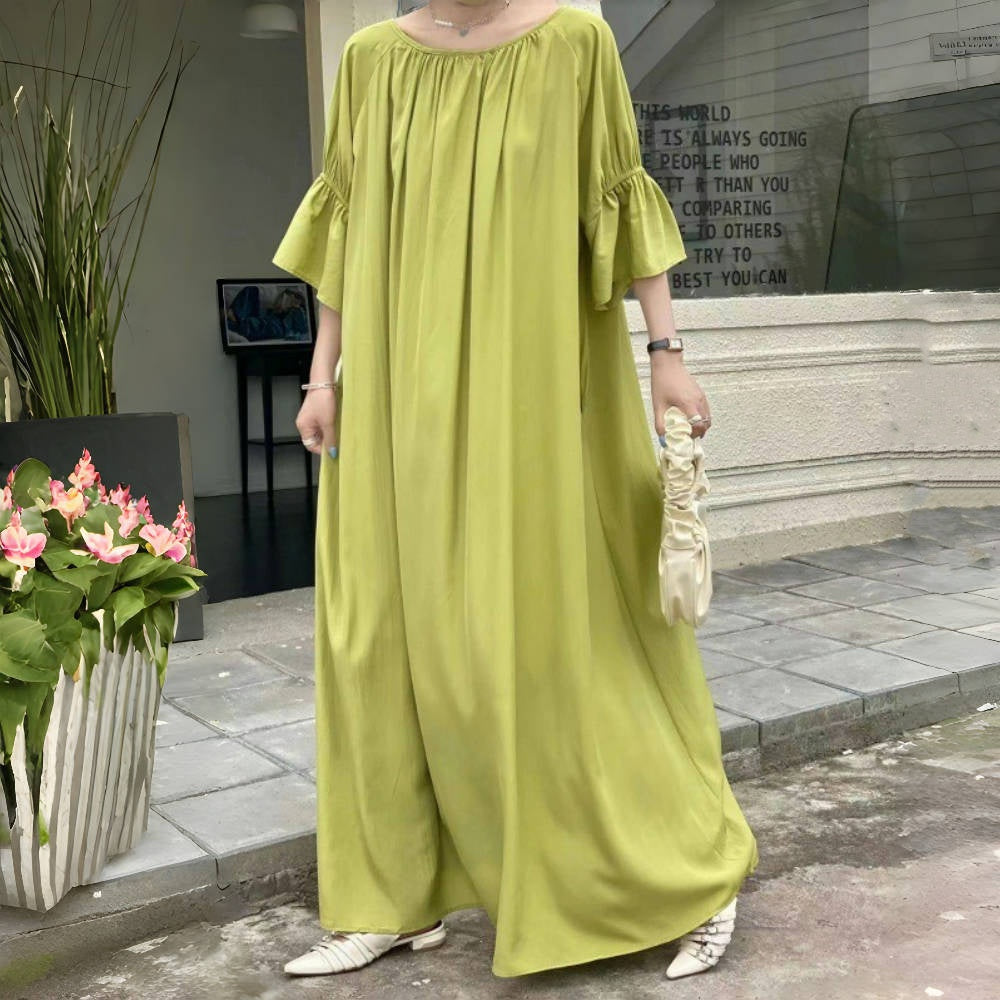 【ワンピース】夏 エレガント プラスサイズ 前後着用可能 半袖ワンピース