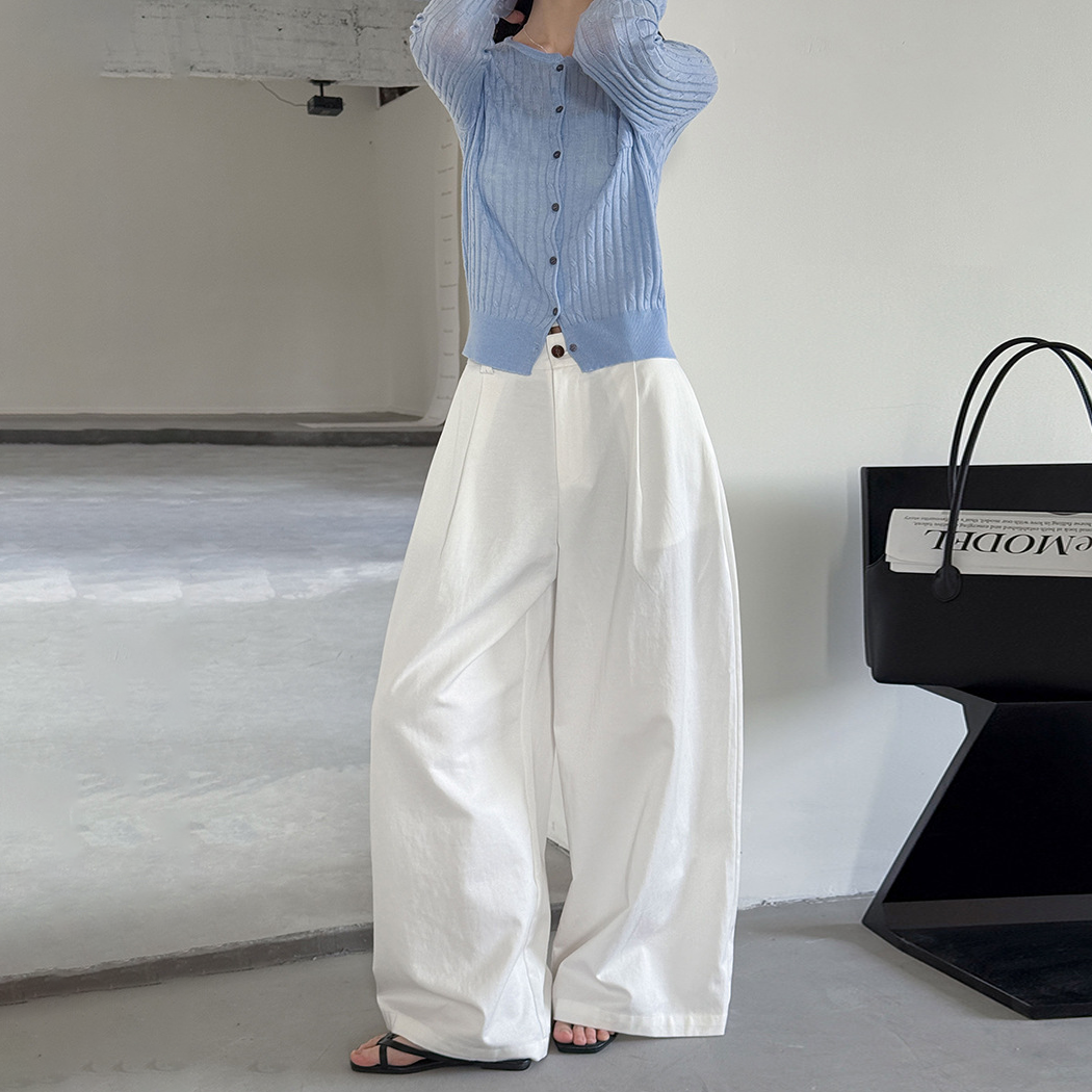 【ボトムス】ワイドストレートパンツ レディース 春新作 ハイウエスト ゆったり 体型カバー カジュアル レトロ風【JZシリーズ】