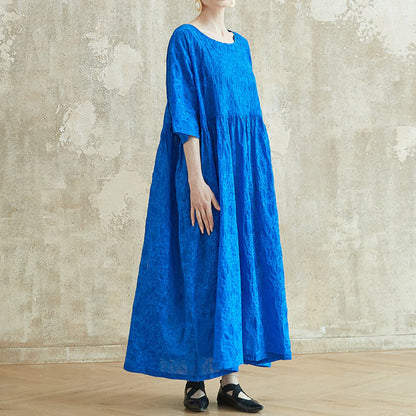 【ワンピース】シンプル ナチュラル ヴィンテージ風 フレアシルエット ゆったり 大きめサイズ バカンス用 コットン 半袖 ワンピース【JZ シリーズ】