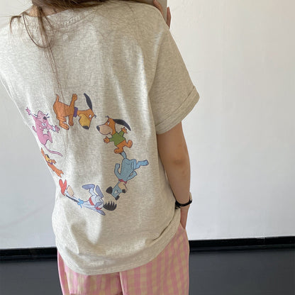 【トップス】Tシャツ レディース コットン カラープリント 半袖 ゆったり カジュアル【FCシリーズ】